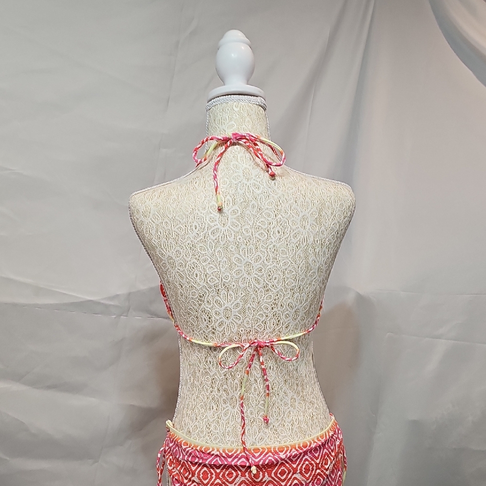 Lilly Pulitzer Pink and Orange Printed Halter Bikini Top